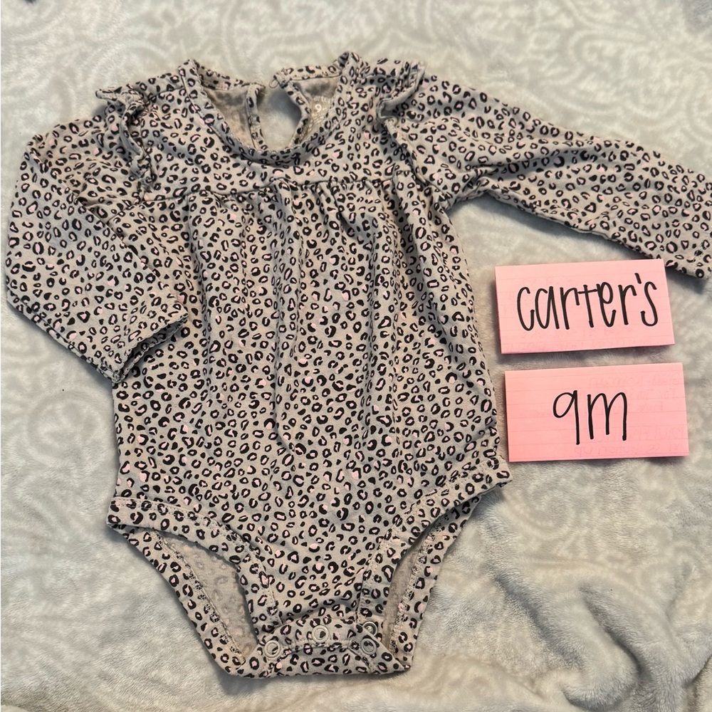 ❤️ NWOT Carter's Infant Beige and Pink Cheetah Print Bodysuit, 9 Months